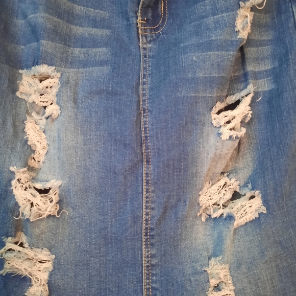 Jack David Distressed Denim Jean Skirt - Picture 5 of 6